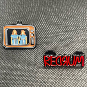 2 pc The Shining Movie ~ Twins Alexis & Alexa Grady & REDRUM Metal Enamel Pins